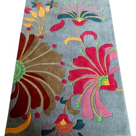 Colorful Flower Design Wool Rug
